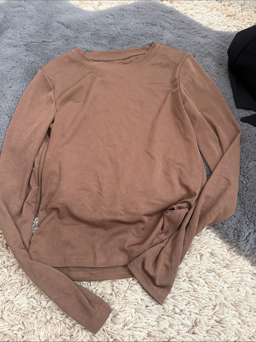 Basic Long Sleeve Tee in Warm Brown